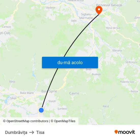 Harta de Dumbrăvița către Tisa