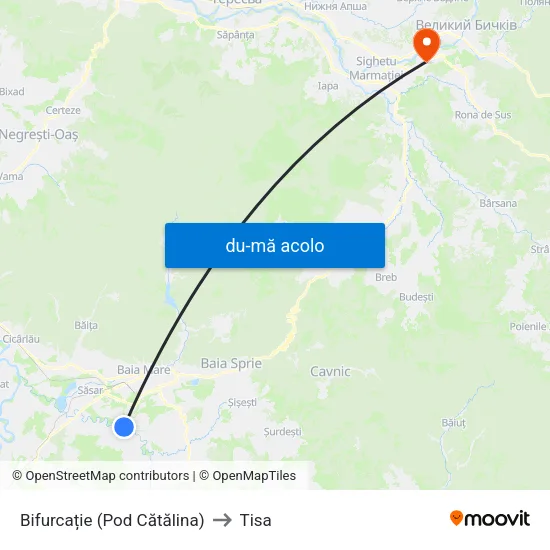 Harta de Bifurcație (Pod Cătălina) către Tisa