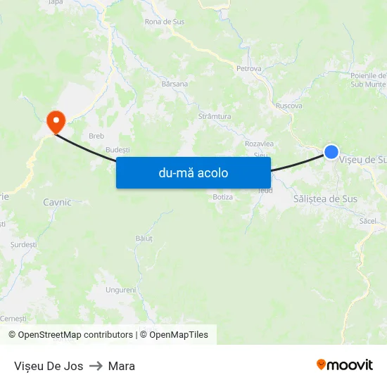 Harta de Vișeu De Jos către Mara