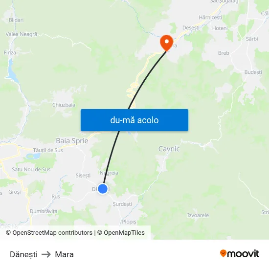 Harta de Dănești către Mara