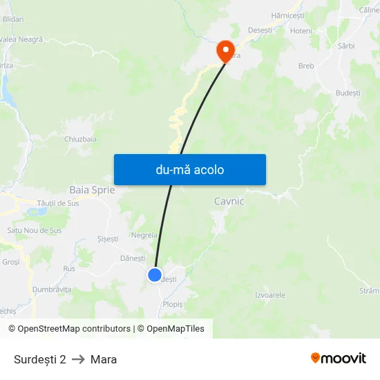 Harta de Surdești 2 către Mara