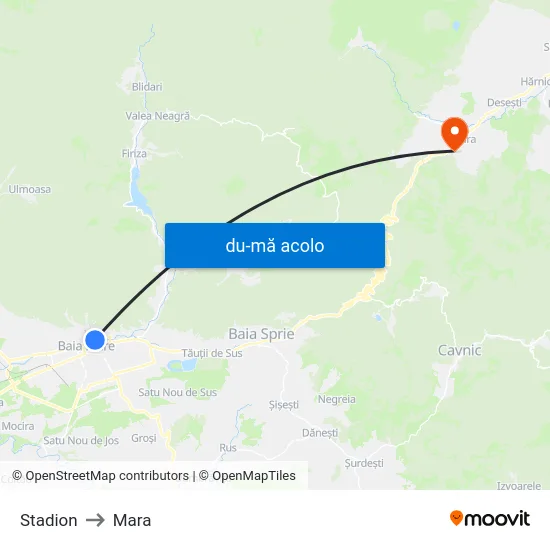 Harta de Stadion către Mara