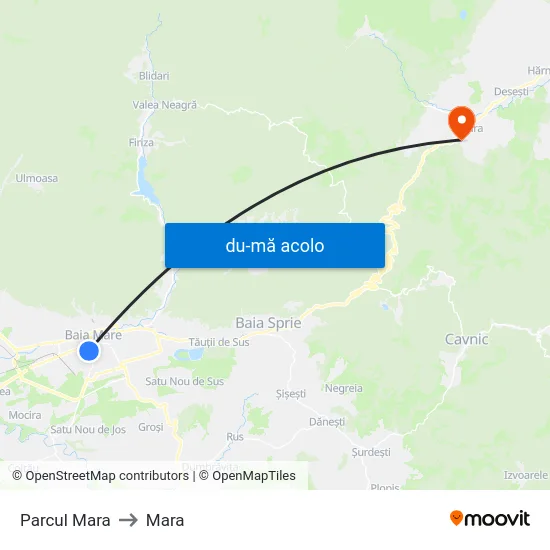 Harta de Parcul Mara către Mara