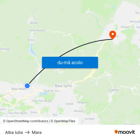 Harta de Alba Iulia către Mara