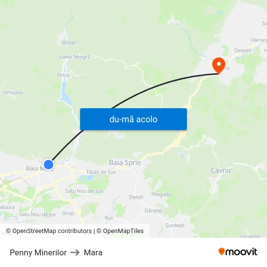 Harta de Penny Minerilor către Mara