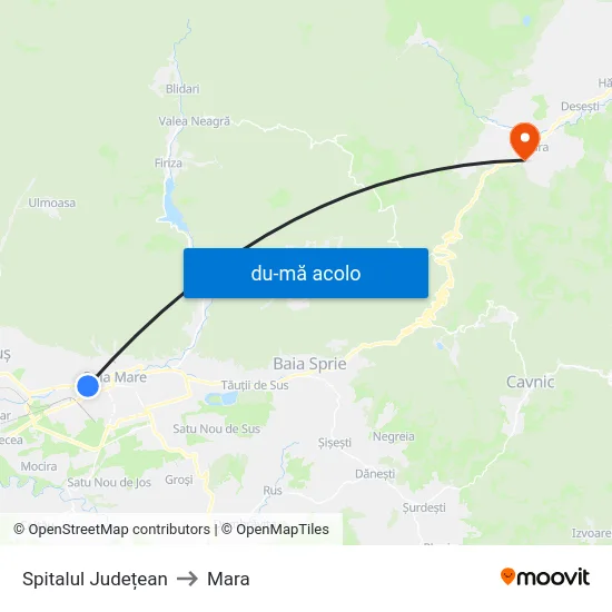 Harta de Spitalul Județean către Mara