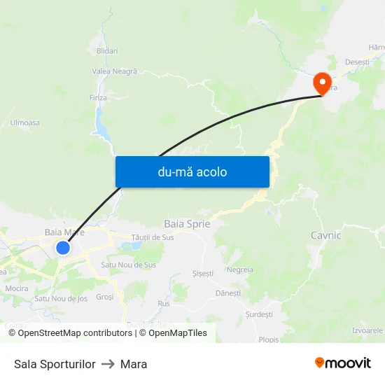 Harta de Sala Sporturilor către Mara