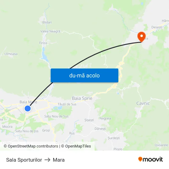 Harta de Sala Sporturilor către Mara