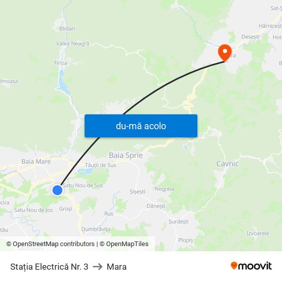 Harta de Stația Electrică Nr. 3 către Mara