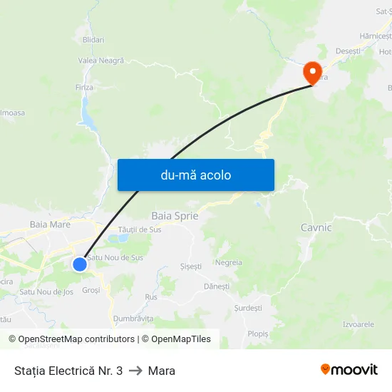 Harta de Stația Electrică Nr. 3 către Mara