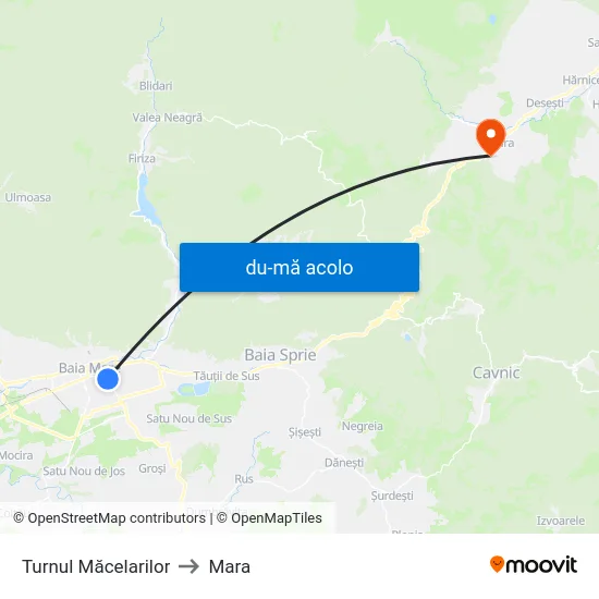 Harta de Turnul Măcelarilor către Mara