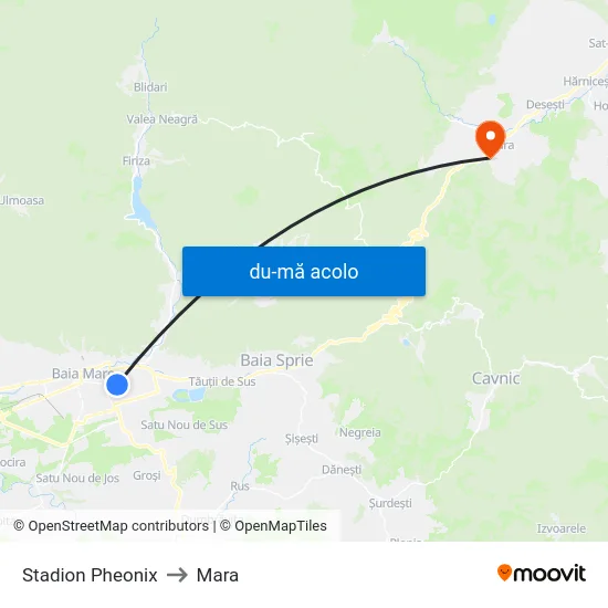 Harta de Stadion Pheonix către Mara