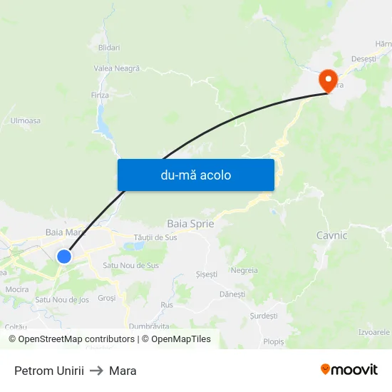 Harta de Petrom Unirii către Mara