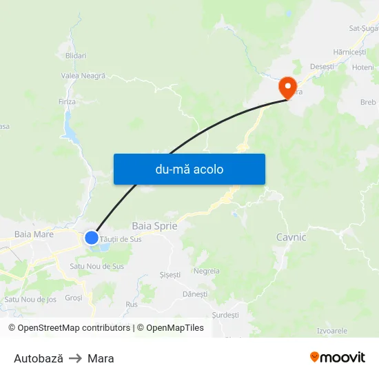 Harta de Autobază către Mara