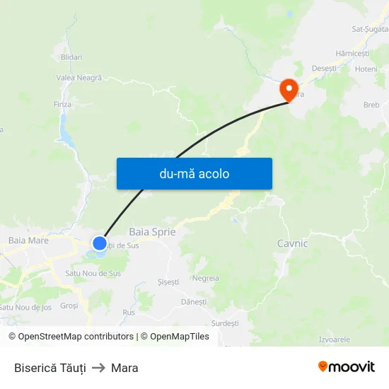 Harta de Biserică Tăuți către Mara