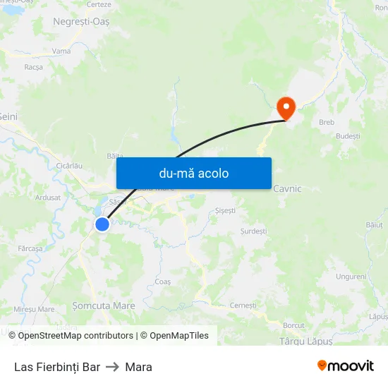 Harta de Las Fierbinți Bar către Mara