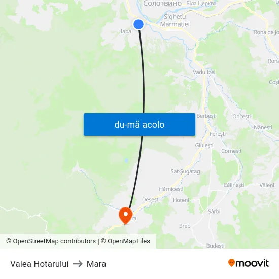 Harta de Valea Hotarului către Mara