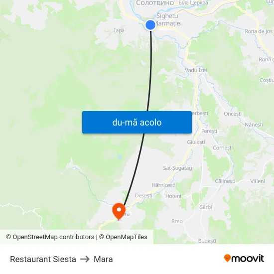 Harta de Restaurant Siesta către Mara