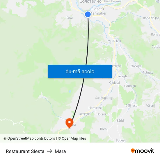 Harta de Restaurant Siesta către Mara