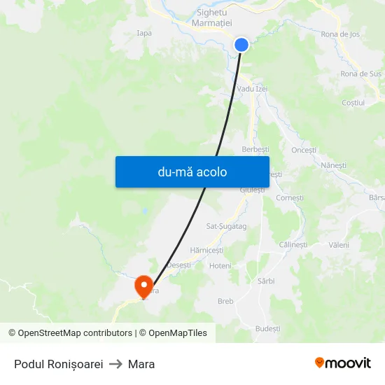 Harta de Podul Ronișoarei către Mara