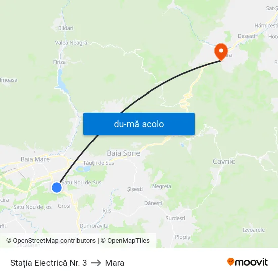 Harta de Stația Electrică Nr. 3 către Mara