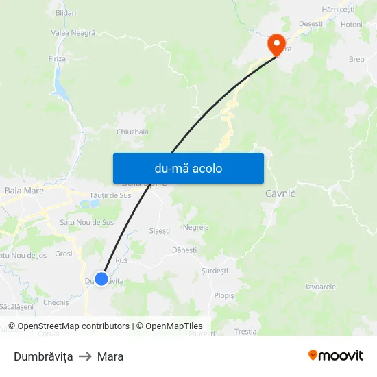 Harta de Dumbrăvița către Mara
