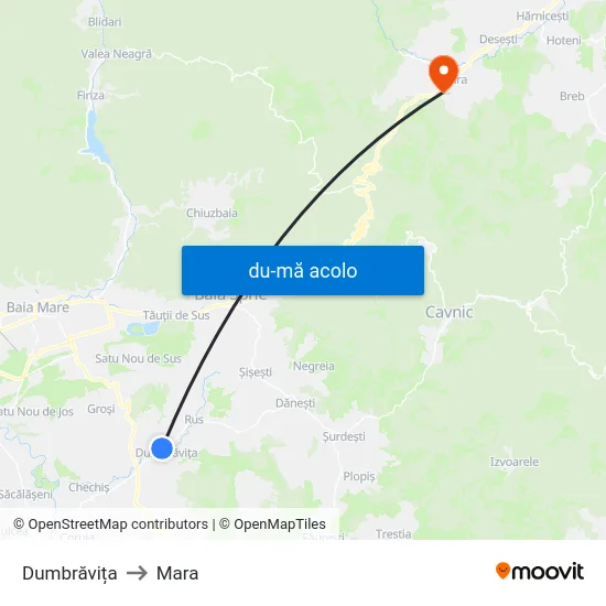 Harta de Dumbrăvița către Mara