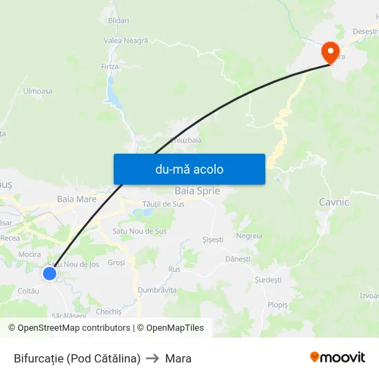 Harta de Bifurcație (Pod Cătălina) către Mara