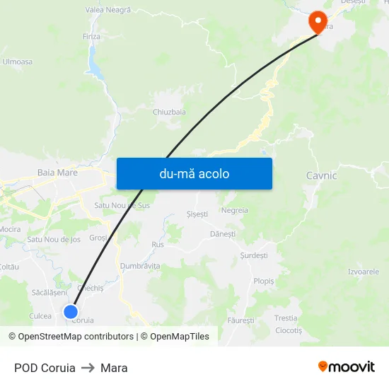 Harta de POD Coruia către Mara