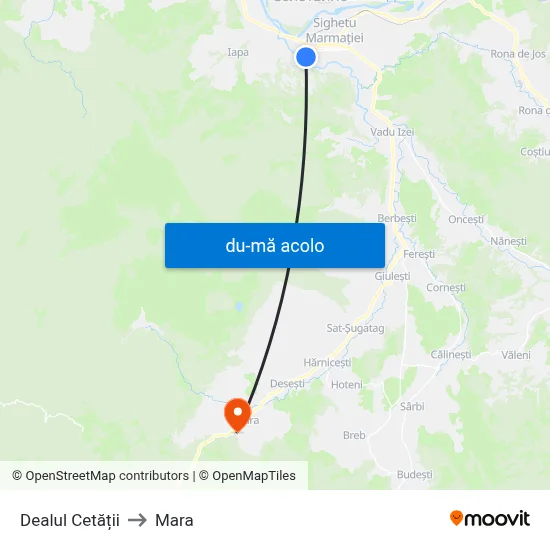Harta de Dealul Cetății către Mara