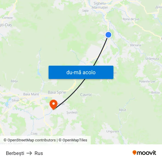 Harta de Berbești către Rus