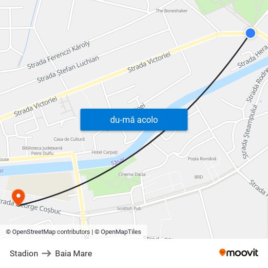 Harta de Stadion către Baia Mare