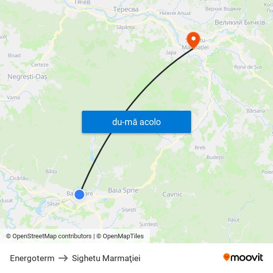 Harta de Energoterm către Sighetu Marmaţiei