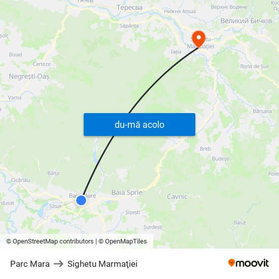 Harta de Parc Mara către Sighetu Marmaţiei