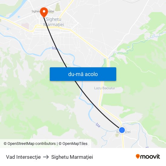 Harta de Vad Intersecţie către Sighetu Marmaţiei