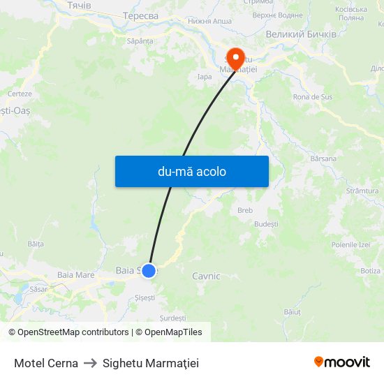Harta de Motel Cerna către Sighetu Marmaţiei