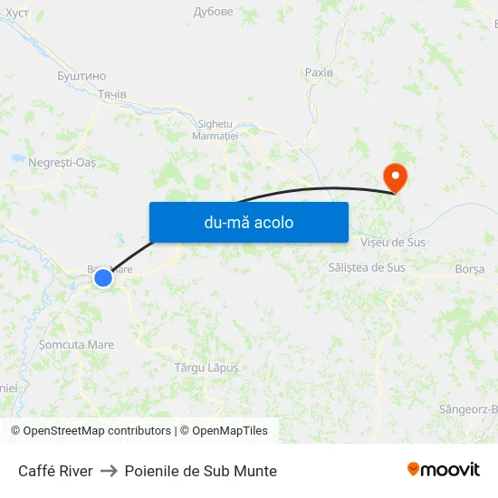 Harta de Caffé River către Poienile de Sub Munte
