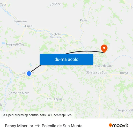 Harta de Penny Minerilor către Poienile de Sub Munte