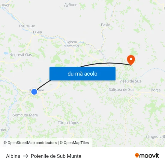 Harta de Albina către Poienile de Sub Munte