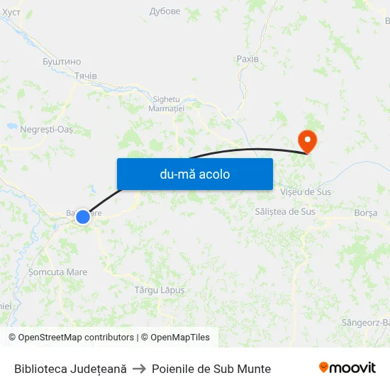 Harta de Biblioteca Județeană către Poienile de Sub Munte