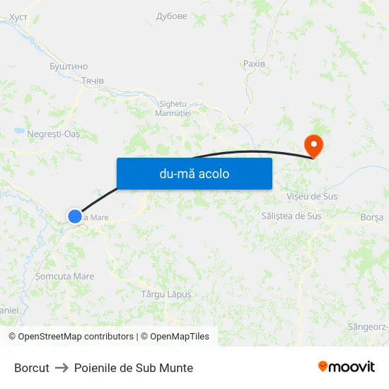 Harta de Borcut către Poienile de Sub Munte