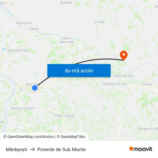 Harta de Mărășești către Poienile de Sub Munte