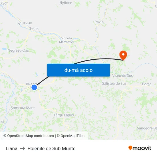 Harta de Liana către Poienile de Sub Munte