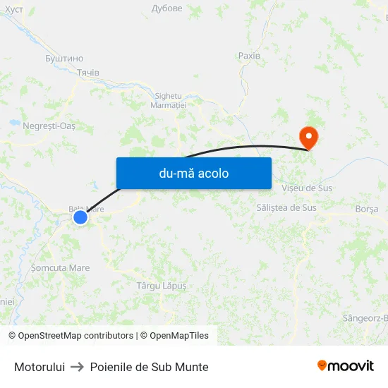 Harta de Motorului către Poienile de Sub Munte