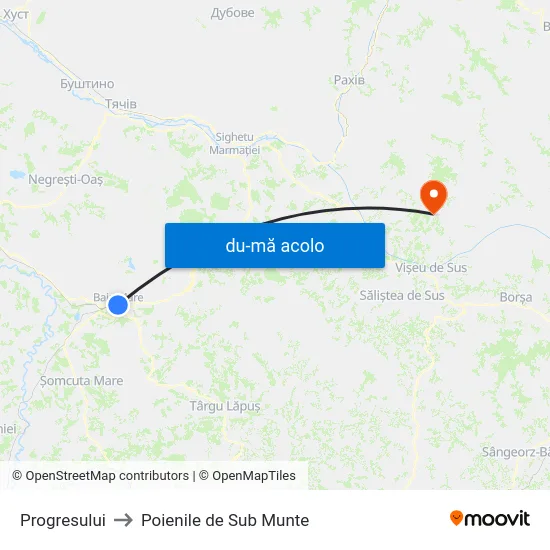 Harta de Progresului către Poienile de Sub Munte