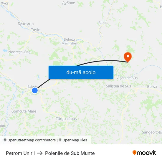 Harta de Petrom Unirii către Poienile de Sub Munte