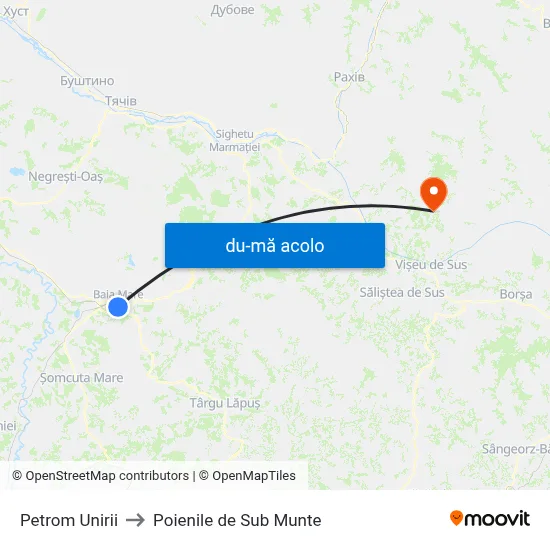 Harta de Petrom Unirii către Poienile de Sub Munte