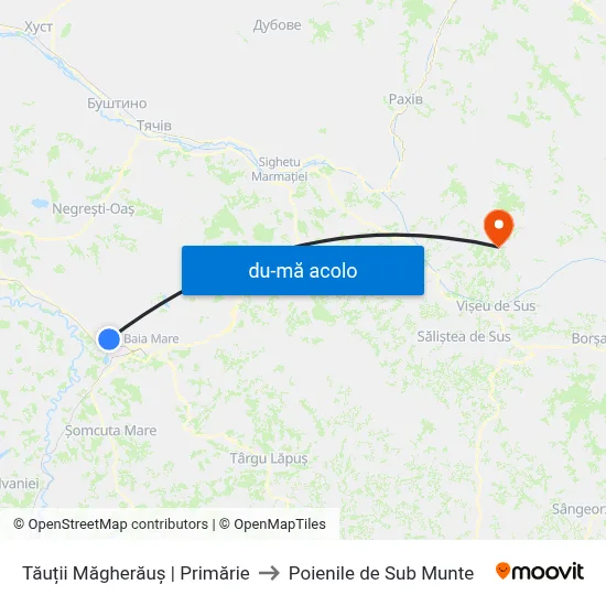 Harta de Tăuții Măgherăuș | Primărie către Poienile de Sub Munte