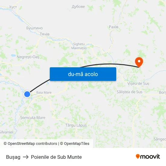 Harta de Bușag către Poienile de Sub Munte