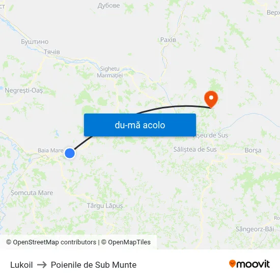 Harta de Lukoil către Poienile de Sub Munte